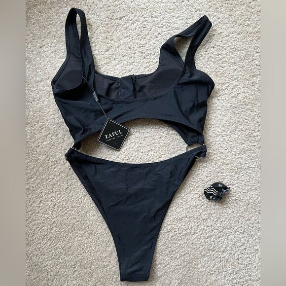 NWT Zaful One Piece Zipper High Cut Bathing Suit - Picture 4 of 7